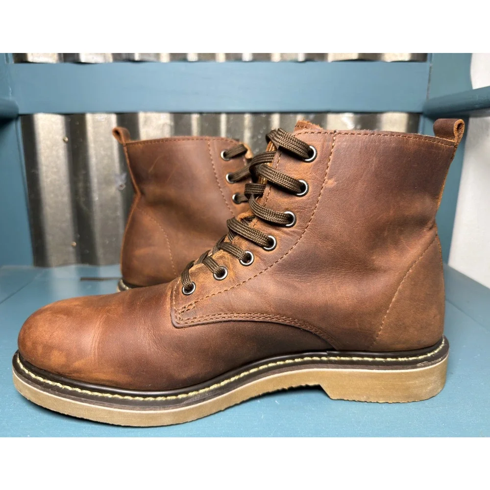 Golden Fox Footwear Boondocker Mens Service Boots Size 10 Brown Leather Lace-Up
